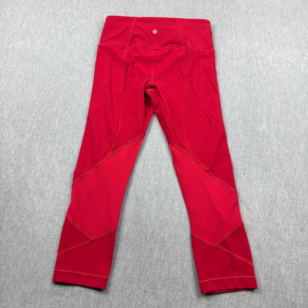 Lululemon Leggings Womens 6 Red Pace Rival High Rise Crop 22